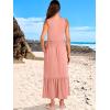 imageANRABESS Womens Summer Maxi Dresses Fit ampamp Flare Flowy V Neck Sleeveless Swing Casual Tiered Beach Sundress with PocketsPink