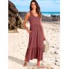 imageANRABESS Womens Summer Maxi Dresses Fit ampamp Flare Flowy V Neck Sleeveless Swing Casual Tiered Beach Sundress with PocketsRed