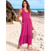 imageANRABESS Womens Summer Maxi Dresses Fit ampamp Flare Flowy V Neck Sleeveless Swing Casual Tiered Beach Sundress with PocketsRose