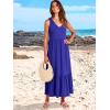 imageANRABESS Womens Summer Maxi Dresses Fit ampamp Flare Flowy V Neck Sleeveless Swing Casual Tiered Beach Sundress with PocketsRoyal Blue