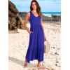 imageANRABESS Womens Summer Maxi Dresses Fit ampamp Flare Flowy V Neck Sleeveless Swing Casual Tiered Beach Sundress with PocketsRoyal Blue