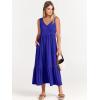 imageANRABESS Womens Summer Maxi Dresses Fit ampamp Flare Flowy V Neck Sleeveless Swing Casual Tiered Beach Sundress with PocketsRoyal Blue