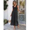 imageANRABESS Womens Summer Sleeveless Maxi Dress Square Neck Smocked Boho Casual Ruffle Strap Flowy ALine Long Beach SundressBlack