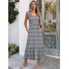 imageANRABESS Womens Summer Sleeveless Maxi Dress Square Neck Smocked Boho Casual Ruffle Strap Flowy ALine Long Beach SundressBlack Plaid