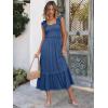 imageANRABESS Womens Summer Sleeveless Maxi Dress Square Neck Smocked Boho Casual Ruffle Strap Flowy ALine Long Beach SundressBlue