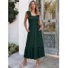 imageANRABESS Womens Summer Sleeveless Maxi Dress Square Neck Smocked Boho Casual Ruffle Strap Flowy ALine Long Beach SundressDeep Green
