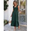 imageANRABESS Womens Summer Sleeveless Maxi Dress Square Neck Smocked Boho Casual Ruffle Strap Flowy ALine Long Beach SundressDeep Green