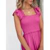 imageANRABESS Womens Summer Sleeveless Maxi Dress Square Neck Smocked Boho Casual Ruffle Strap Flowy ALine Long Beach SundressHot Pink