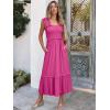 imageANRABESS Womens Summer Sleeveless Maxi Dress Square Neck Smocked Boho Casual Ruffle Strap Flowy ALine Long Beach SundressHot Pink