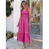 imageANRABESS Womens Summer Sleeveless Maxi Dress Square Neck Smocked Boho Casual Ruffle Strap Flowy ALine Long Beach SundressHot Pink