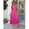 imageANRABESS Womens Summer Sleeveless Maxi Dress Square Neck Smocked Boho Casual Ruffle Strap Flowy ALine Long Beach SundressHot Pink
