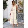 imageANRABESS Womens Summer Sleeveless Maxi Dress Square Neck Smocked Boho Casual Ruffle Strap Flowy ALine Long Beach SundressKhaki Plaid Beige