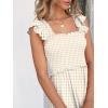 imageANRABESS Womens Summer Sleeveless Maxi Dress Square Neck Smocked Boho Casual Ruffle Strap Flowy ALine Long Beach SundressKhaki Plaid Beige