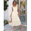 imageANRABESS Womens Summer Sleeveless Maxi Dress Square Neck Smocked Boho Casual Ruffle Strap Flowy ALine Long Beach SundressKhaki Plaid Beige