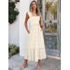 imageANRABESS Womens Summer Sleeveless Maxi Dress Square Neck Smocked Boho Casual Ruffle Strap Flowy ALine Long Beach SundressKhaki Plaid Beige