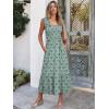 imageANRABESS Womens Summer Sleeveless Maxi Dress Square Neck Smocked Boho Casual Ruffle Strap Flowy ALine Long Beach SundressLight Green White Floral