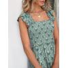 imageANRABESS Womens Summer Sleeveless Maxi Dress Square Neck Smocked Boho Casual Ruffle Strap Flowy ALine Long Beach SundressLight Green White Floral