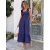 imageANRABESS Womens Summer Sleeveless Maxi Dress Square Neck Smocked Boho Casual Ruffle Strap Flowy ALine Long Beach SundressNavy Blue