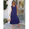 imageANRABESS Womens Summer Sleeveless Maxi Dress Square Neck Smocked Boho Casual Ruffle Strap Flowy ALine Long Beach SundressNavy Blue