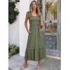 imageANRABESS Womens Summer Sleeveless Maxi Dress Square Neck Smocked Boho Casual Ruffle Strap Flowy ALine Long Beach SundressOlive