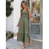 imageANRABESS Womens Summer Sleeveless Maxi Dress Square Neck Smocked Boho Casual Ruffle Strap Flowy ALine Long Beach SundressOlive