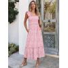 imageANRABESS Womens Summer Sleeveless Maxi Dress Square Neck Smocked Boho Casual Ruffle Strap Flowy ALine Long Beach SundressPrint Floral Pink