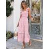 imageANRABESS Womens Summer Sleeveless Maxi Dress Square Neck Smocked Boho Casual Ruffle Strap Flowy ALine Long Beach SundressPrint Floral Pink