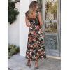 imageANRABESS Womens Summer Sleeveless Maxi Dress Square Neck Smocked Boho Casual Ruffle Strap Flowy ALine Long Beach SundressPrint Orange Floral