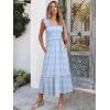 imageANRABESS Womens Summer Sleeveless Maxi Dress Square Neck Smocked Boho Casual Ruffle Strap Flowy ALine Long Beach SundressSky Blue Plaid