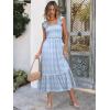 imageANRABESS Womens Summer Sleeveless Maxi Dress Square Neck Smocked Boho Casual Ruffle Strap Flowy ALine Long Beach SundressSky Blue Plaid
