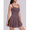 imageANRABESS Womens Tennis Athletic Pleated Summer Mini Dress 2025 Golf Workout Build in Shorts Casual Romper Short SundressPurple Brown
