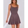 imageANRABESS Womens Tennis Athletic Pleated Summer Mini Dress 2025 Golf Workout Build in Shorts Casual Romper Short SundressPurple Brown
