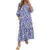 imageANRABESS Boho Maxi Dresses for Women Summer Puff Sleeve V Neck Flowy Long Casual Dress with Pockets 2025 Vacation OutfitsFloral White