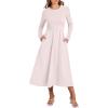 imageANRABESS Long Sleeve Midi Dresses for Women 2025 Fall Fashion Casual Rib Knit Patchwork Tight Top Modest Flowy Dress PocketBeige