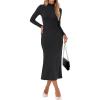 imageANRABESS Women Long Sleeve Bodycon Dress Fall 2025 Mock Neck Formal Elegant Party Wedding Guest Cocktail Long Maxi DressesBlack