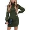 imageANRABESS Women Long Sleeve Turtle Mock Neck Rib Knit Stretch Slim Fitted Bodycon Sweater Mini Short Dress 2025 Fall OutfitsArmy Green