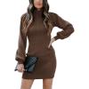 imageANRABESS Women Long Sleeve Turtle Mock Neck Rib Knit Stretch Slim Fitted Bodycon Sweater Mini Short Dress 2025 Fall OutfitsBrown