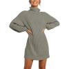 imageANRABESS Women Oversized Sweater Dress Turtleneck Batwing Long Sleeve Ribbed Knit Loose 2025 Fall Winter Casual Short DressCoffee Gray