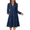 imageANRABESS Womens Fall Midi Dresses Long Sleeve V Neck Swing Tiered Work Business Casual 2025 Flowy Beach Vacation DressNavy Blue