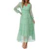 imageANRABESS Womens Floral Long Sleeve Maxi Dress V Neck Chiffon Flowy Boho ALine 2025 Fall Wedding Guest Party Wrap DressesWhite Dot Green
