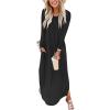 imageANRABESS Womens Long Sleeve Maxi Dresses 2025 Fall Outfits Casual Loose Split Travel Vacation T Shirt Dress with PocketsBlack