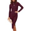 imageANRABESS Womens Long Sleeve Mock Neck Slim Fit Ribbed Bodycon Knit Slit Cocktail Sweater Midi Dress 2025 Trendy Fall OutfitsPurple