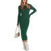 imageANRABESS Womens Long Sleeve Sweater Dress 2025 Fall Crewneck Bodycon Stretch Ribbed Knit Slim Fit Midi Dresses Trendy OutfitsGreen
