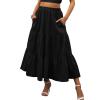 imageANRABESS Womens Summer Boho Flowy Swing Tiered ALine Maxi Skirt 2025 Fashion Trendy Elastic Waist Pleated Long Beach DressBlack