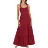 imageANRABESS Womens Summer Casual Long Maxi Beach Vacation Dresses Sleeveless Square Neck Flowy Tiered Sun Dress with PocketsWine Red