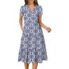 imageANRABESS Womens Summer Casual Short Sleeve V Neck Midi Dresses 2025 Spring Flowy Aline Tiered T Shirts Boho Beach DressBlue Khaki Floral
