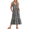 imageANRABESS Womens Summer Maxi Dresses Fit ampamp Flare Flowy V Neck Sleeveless Swing Casual Tiered Beach Sundress with PocketsBlack With Floral White