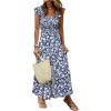 imageANRABESS Womens Summer Sleeveless Maxi Dress Square Neck Smocked Boho Casual Ruffle Strap Flowy ALine Long Beach SundressPrint White Floral