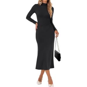 imageANRABESS Women Long Sleeve Bodycon Dress Fall 2025 Mock Neck Formal Elegant Party Wedding Guest Cocktail Long Maxi DressesBlack