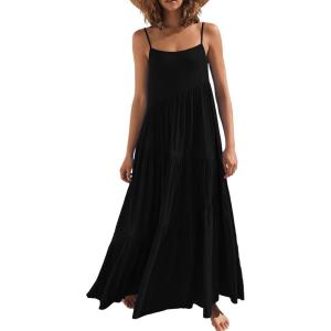 imageANRABESS Women Summer Casual Loose Sleeveless Sundress Spaghetti Strap Flowy Boho Linen Beach Vacation Maxi Long DressBlack